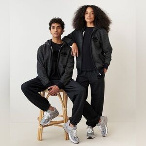 FULL SET Roots BLACK PEPPER Full Zip Hoodie Jacket Sweatpants Size XL /14 / W S